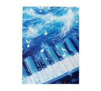 Liorosa Puzzle de 500 pièces pour adultes - Mélodies liquides, touches de piano et notes flottantes dans l'eau bleue, défi d'art musical en bois, design unique et beau, plaisir à la fois le corps et