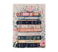 Liorosa Puzzle de 500 pièces sur le thème du jardin littéraire pour adultes, pile de livre colorée entourée de roses, beau cadeau pour les lecteurs, assemblage pratique de votre décoration murale