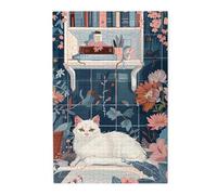 Liorosa Puzzle de bain chat pour adultes de 1000 pièces, cadeau anti-stress, esthétique de couleur douce, idéal pour la relaxation et le plaisir en famille, plaisir à la fois du corps et de l'esprit