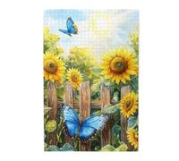 Liorosa Puzzle de ballet papillon de 1000 pièces aux couleurs vives, danseurs aux ailes azur parmi les tournesols embrassés par le soleil, défi de l'harmonie de la nature, relaxation profonde pour