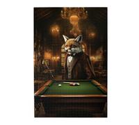 Liorosa Puzzle de billard vintage de 1000 pièces, renards vibrants, œuvre d'art unique pour adultes. Plaisir à la fois le corps et l'esprit, oubliez les problèmes de la vie