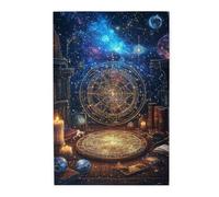 Liorosa Puzzle d'étude d'astrologie arcane pour adultes de 1000 pièces, puzzle en bois avec diagrammes cosmiques, bougies et manuscrits mystiques, adapté pour les loisirs en famille, œuvres d'art