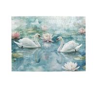 Liorosa Puzzle duo de cygnes paisibles de 500 pièces pour adulte - Détails délicats en plumes et nénuphars flottants, puzzles relaxants en bois, pièces qui s'emboîtent parfaitement, cadeau pour les