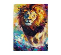 Liorosa Puzzle en bois 500 pièces de lion féroce pour adulte, peinture à l'huile abstraite, animal sauvage, décoration d'intérieur unique, loisirs créatifs pour adultes, oubliez les problèmes de la