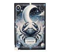 Liorosa Puzzle en bois de 1000 pièces - Crabe du zodiaque au clair de lune, bleu scintillant avec motifs de constellation, idéal pour les soirées de jeu, l'exercice cérébral stimulant, cadeau pour un