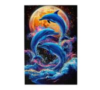 Liorosa Puzzle en bois de 1000 pièces pour adulte - Fantastique dauphin céleste, vibrant et unique, brainstorming pour soulager le stress, profitez de résoudre des puzzles avec la famille et les amis