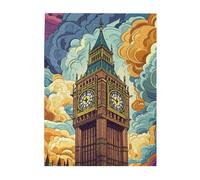 Liorosa Puzzle en bois de 500 pièces pour adulte Big Ben's Dreamscape - Spire gothique, chaque pièce est unique, assemblage pratique de votre décoration d'intérieur, cadeau adapté à la famille et aux
