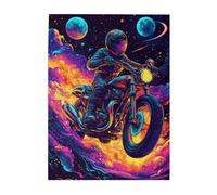 Liorosa Puzzle en bois de 500 pièces pour adulte Cosmic Cruis, un puzzle de haute difficulté qui combine le frisson de l'espace et la joie de la moto, des loisirs exploratoires et des défis