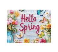 Liorosa Puzzle en bois de 500 pièces pour adulte - Fleurs colorées Hello Spring, esthétique de couleur douce, complet avec la famille et les amis, exercice des compétences pratiques et de la pensée