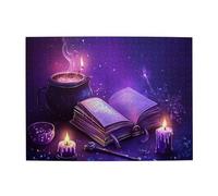 Liorosa Puzzle enchanté pour adultes de 500 pièces, puzzle en bois de qualité supérieure avec pages lumineuses et runes anciennes, idéal pour les soirées de jeu, assemblage pratique de votre