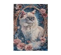 Liorosa Puzzle Floral Sovereign pour adultes, 500 pièces, chat blanc royal dans un cadre baroque en fleurs, esthétique classique vintage, adapté pour les loisirs en famille et la décoration murale de