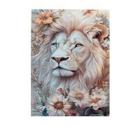 Liorosa Puzzle Lion royal avec couronne de fleurs pour adultes 500 pièces, complet avec la famille et les amis, brainstorming pour soulager le stress, exercer des compétences manuelles et de réflexion