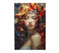 Liorosa Puzzle Muse en verre teinté de 1000 pièces pour adultes, beauté aux cheveux roux dans des fragments kaléidoscopiques, les pièces s'emboîtent parfaitement, détendez-vous vous-même, idéal pour