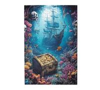 Liorosa Puzzle mystérieux de 1000 pièces pour adultes, puzzle en bois avec épave de bateau, coffre au trésor et récifs coralliens vibrants, défi cérébral, profitez de résoudre des puzzles avec votre