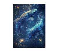 Liorosa Puzzle poisson cosmique pour adultes, 500 pièces, Poissons nageant à travers les eaux nébuleuses, design vibrant et unique, adapté pour les loisirs en famille et la décoration murale