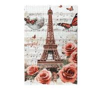 Liorosa Puzzle pour adultes 1000 pièces Paris romantique, roses et partitions de musique, exercice cérébral stimulant, convient pour les soirées de jeux et les loisirs en famille, cadeau pour un ami