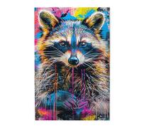 Liorosa Puzzle pour adultes 1000 pièces portrait punk rock raton laveur, design vif, superbe œuvre d'art, loisirs créatifs pour adultes, profitez de résoudre des puzzles avec la famille et les amis