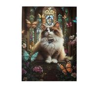 Liorosa Puzzle pour adultes 500 pièces Chaton cathédrale sacré, esthétique classique vintage, relaxation profonde pour vous-même, complet avec la famille et les amis, profitez du processus de