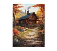 Liorosa Puzzle pour adultes 500 pièces Forêts d'automne Cabane rustique, idéal pour la relaxation et le plaisir en famille, plaisir à la fois du corps et de l'esprit, excellent pour la relaxation et