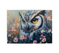Liorosa Puzzle pour adultes 500 pièces hibou fleuri, portrait en gros plan vif, esthétique aux couleurs douces, brainstorming pour soulager le stress, loisirs créatifs pour adultes