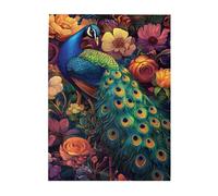 Liorosa Puzzle pour adultes 500 pièces paon coloré avec plumes de queue ornées, couleurs incroyablement vives, idéal pour la relaxation et le plaisir en famille, l'exercice des compétences manuelles