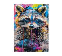 Liorosa Puzzle pour adultes 500 pièces portrait punk rock raton laveur, design vif, superbe œuvre d'art, loisirs créatifs pour adultes, profitez de résoudre des puzzles avec la famille et les amis