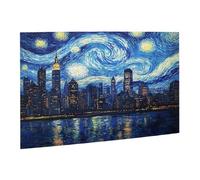 Liorosa Puzzle pour adultes 500 pièces ville qui ne dort jamais, taille haute avec vortex étoilé lumineux, idéal pour les soirées de jeu, exercice cérébral difficile, cadeau pour un ami
