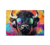 Liorosa Puzzle pour adultes de 1000 pièces de yak disco, chef-d'œuvre d'animaux pop art, adaptés pour les soirées de jeux, l'exercice des compétences manuelles et de la réflexion, pour les amateurs