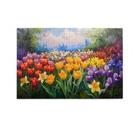 Liorosa Puzzle pour adultes de 1000 pièces fantaisie florale néerlandaise, tulipes et iris mélangés avec des coups de pinceau impressionnistes, idéal pour la relaxation et le plaisir en famille