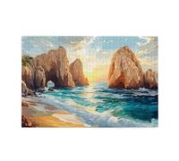 Liorosa Puzzle pour adultes de 1000 pièces Golden Hour at Coastal Arch - Puzzle en bois de qualité supérieure pour adultes - Idéal pour la relaxation et le plaisir en famille - Profitez du processus
