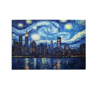 Liorosa Puzzle pour adultes de 1000 pièces ville qui ne dort jamais, gratte-ciel avec vortex étoilé, idéal pour les soirées de jeu, l'exercice cérébral stimulant, cadeau pour un ami