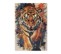Liorosa Puzzle rétro en bois de 1000 pièces pour adultes, chasseur féroce, activités créatives pour adultes, idéal pour la relaxation et l'affichage pour les amateurs d'animaux, superbe œuvre d'art