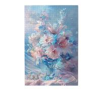Liorosa Puzzle romantique symphonie florale pour adultes 1000 pièces, rose pastel et bleu fleur, puzzle en bois haute difficulté, profitez du processus de résolution de puzzle, défi pour vous-même