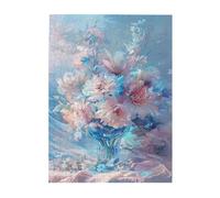 Liorosa Puzzle romantique symphonie florale pour adultes 500 pièces, rose pastel et bleu floral, puzzle en bois haute difficulté, profitez du processus de résolution de puzzle, défi pour vous-même