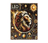 Liorosa Puzzle royal lion dans le ciel étoilé pour adultes de 500 pièces, puzzle en bois du zodiaque haute difficulté, décoration unique de lion pour les amateurs d'astrologie, convient pour les