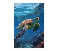 Liorosa Puzzle Tortue de mer Voyager pour adultes 1000 pièces, tortue vibrante nageant à travers des tiges de lumière dans des eaux bleues cristallines, les pièces s'emboîtent parfaitement, cadeau
