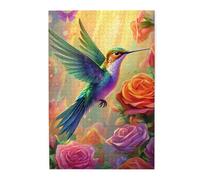 Liorosa Puzzle tourbillon chromatique pour adultes, 1000 pièces, oiseau aux teintes arc-en-ciel et roses rouges, relaxation profonde pour vous-même, assemblage pratique de votre décoration murale