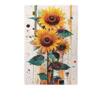 Liorosa Puzzle tournesols en bois de 1000 pièces pour adulte - Art floral contemporain dans des tons jaunes et oranges, design vibrant et unique, adapté pour les loisirs en famille, oubliez les