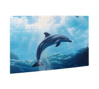 Liorosa Puzzle vibrant de 500 pièces - L'heure d'or du dauphin - Puzzle classique en bois - Exercice cérébral stimulant - Soulage le stress - Défi pour vous-même - Cadeau pour un ami