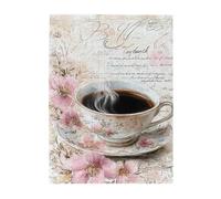 Liorosa Puzzle vintage café nature morte 500 pièces, tasse en porcelaine florale et lettres manuscrites en bois de qualité supérieure, esthétique rétro classique, idéal pour la détente et le plaisir