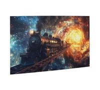Liorosa Puzzle vintage de 500 pièces avec machine à vapeur dans la voie lactée pour adultes, art surréaliste, pièces de puzzle fantaisie, soulage le stress et profitez du plaisir de résoudre le puzzle