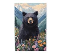 Liorosa Puzzles de jardin alpin pour adultes de 1000 pièces, ours et fleurs animaliers, chaque pièce est unique, idéal pour la relaxation et l'affichage pour les amateurs d'animaux