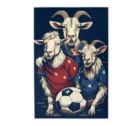 Liorosa Puzzles d'équipe de football de chèvre pour adultes de 1000 pièces, puzzles amusants en bois de sports animaliers, pièces qui s'assemblent parfaitement, œuvre d'art unique pour adultes, pour