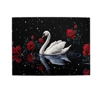 Liorosa Puzzles élégants cygnes et roses rouges pour adultes 500 pièces, réflexion nocturne étoilée sur l'eau, décoration murale romantique, loisirs et défis exploratoires, profitez du processus de