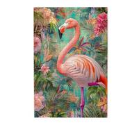 Liorosa Puzzles gracieux duo de flamants roses dans le paradis d'émeraude pour adultes de 1000 pièces, puzzle en bois de qualité supérieure, vibrant et unique, adapté pour les loisirs en famille et la