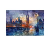 Liorosa Puzzles pour adultes 1000 pièces de monument de Londres, aquarelle esthétique classique vintage, couleurs vives, assemblage pratique de votre décoration murale, profitez du processus de