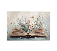 Liorosa Puzzles pour adultes 1000 pièces Livre enchanté avec fleurs en fleurs, esthétique de couleur douce, design unique et beau, détendez-vous et profitez du plaisir de résoudre des puzzles, cadeau