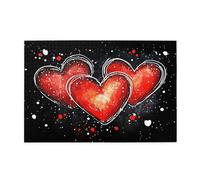Liorosa Puzzles pour adultes - 1000 pièces - Motif battements de cœur en rouge, cœurs cramoisis avec paillettes étoilées sur fond noir - Art romantique en bois de qualité supérieure - Les pièces