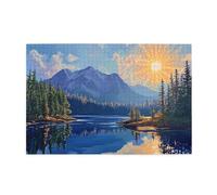 Liorosa Puzzles pour adultes 1000 pièces paysage de lac de montagne, couleurs vives du lever du soleil sur les eaux miroirs, art sauvage relaxant, convient pour les loisirs en famille, superbe œuvre