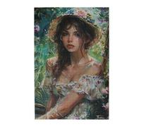 Liorosa Puzzles pour adultes 1000 pièces Secret Garden Woman, chapeau et robe à fleurs, puzzle classique anti-stress, superbe œuvre d'art, profitez de résoudre des puzzles avec votre famille